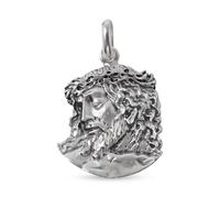 Inmaculada Romero IR Christ Médaille religieuse de la Bonne Mort, visage en argent sterling massif 925, 24 mm. Christ de Mena