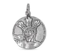 Inmaculada Romero IR Christ Médaille religieuse de l'Amour en argent massif 925, 31 mm de diamètre. Image en relief.