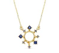 Inmaculada Romero IR Collier Montre femme en or 18 carats 40cm. pendentif rayon de soleil 17 x 16mm. zircons bleus