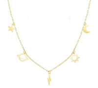 Inmaculada Romero IR Collier Montre femme en or 18 carats 42 cm. pendentifs univers sculptés en chaîne forcée