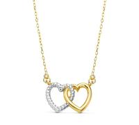 Inmaculada Romero IR Collier Montre femme en or bicolore 18 carats 42 cm. deux coeurs entrelacés 13 x 9mm.