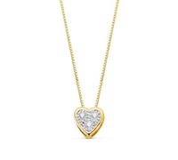 Inmaculada Romero IR Collier Montre femme en or bicolore 18 carats 42 cm. pendentif coeur avec zircons