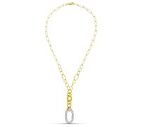 Inmaculada Romero IR Collier Pendentif ovale à chaîne forcée combinée en or bicolore 18 carats pour femme. Détails