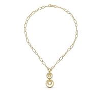 Inmaculada Romero IR Collier Pendentifs circulaires ajourés combinés à maillons ovales combinés en or 18 carats pour femmes