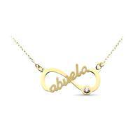 Inmaculada Romero IR Collier Symbole de l'infini en or 9 carats de 45 cm avec message GRANDMA et zircone cubique