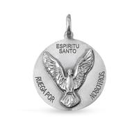 Inmaculada Romero IR Colombe Pendentif Saint-Esprit, argent massif 925, 27 mm. Gravure incluse - Personnalisable