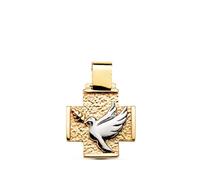 Inmaculada Romero IR Croix pendentif Or bicolore 9 carats, 16 mm. Colombe de la paix au centre.