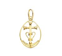 Inmaculada Romero IR Croix pendentif Pendentif Camargue en or 9 carats, 25 mm, ajouré avec un chaton