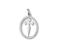 Inmaculada Romero IR Croix pendentif Pendentif Chemin de Saint-Jacques-de-Compostelle en argent sterling 925 avec un entourage en zircon de 20 mm