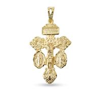 Inmaculada Romero IR Croix pendentif Pendentif du Pardon, argent massif 925 plaqué or, 36 mm. Jésus de Nazareth, roi des Juifs