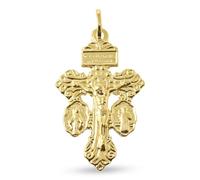 Inmaculada Romero IR Croix pendentif Pendentif du Pardon, argent sterling 925 plaqué or, 32 mm. JÉSUS DE NAZARETH, ROI DES JUIFS