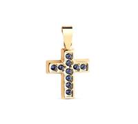 Inmaculada Romero IR Croix pendentif Pendentif en or 18 carats, 13,5 mm, orné d'un zircon cubique bleu