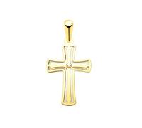 Inmaculada Romero IR Croix pendentif Pendentif en or 18 carats, 20 cm, avec fond en nacre et zircon cubique au centre