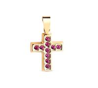 Inmaculada Romero IR Croix pendentif Pendentif en or 18 carats avec zircon cubique coloré de 13,5 mm