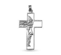 Inmaculada Romero IR Croix pendentif Pendentif visage de Jésus en argent massif 925, 34 mm. Visage du Christ ajouré