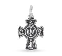 Inmaculada Romero IR Croix pendentif Saint-Esprit en argent sterling 925, 22 mm, avec le Sacré-Cœur de Jésus et Saint Christophe