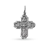 Inmaculada Romero IR Croix pendentif Saint-Esprit en argent sterling 925, 29 mm, avec Saint Christophe et le Sacré-Cœur de Jésus