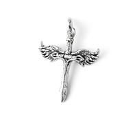 Inmaculada Romero IR Épée Pendentif Ailes de Saint Michel en argent sterling 925, 25 mm, oxydé