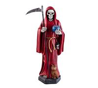 Inmaculada Romero IR Figurine de la Sainte Mort Rouge 40 cm. Détails Hibou Boule du Monde Image Résine Socle