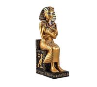 Inmaculada Romero IR Figurine du Roi Toutankhamon Pharaon Égyptien 27 Cm. Sculpture Dorée Statue Assise