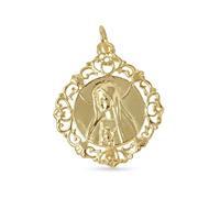 Inmaculada Romero IR Impeccable Médaille Coeur de Marie Sainte Trinité Argent Massif Plaqué Or 2 Faces 35mm.