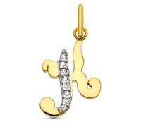 Inmaculada Romero IR Lettre Pendentif Initiale K en or bicolore 9 carats avec détails en zircone de 15 mm
