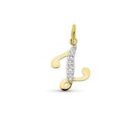 Inmaculada Romero IR Lettre Pendentif Initiale Z en or bicolore 9 carats avec détails en zircone de 15 mm