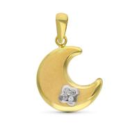 Inmaculada Romero IR Lune Pendentif en or bicolore 9 carats avec trèfle et zircone cubique