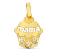 Inmaculada Romero IR Madeleine Pendentif en or 9 carats avec un message MOM de 19 mm et zircone cubique.