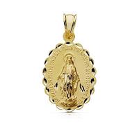 Inmaculada Romero IR Médaille pendentif Gold 18K vierge miraculeux 28 mm. Clôture ovale unisexe