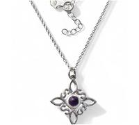 Inmaculada Romero IR Nouer Collier ras du cou de sorcière en argent sterling 925, 42 cm. avec une pierre d'améthyste de 4 mm. Amulette de 19 mm.