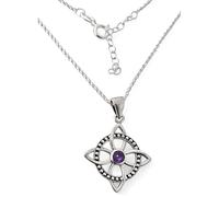 Inmaculada Romero IR Nouer Collier ras du cou de sorcière en argent sterling 925, 42 cm. avec une pierre d'améthyste de 4 mm. Amulette de 23 mm.