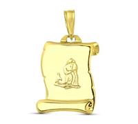 Inmaculada Romero IR Parchemin pendentif Pendentif en or 18 carats avec signe astrologique du Verseau. Gravure incluse - Personnalisable - GRAVURE INCLUSE