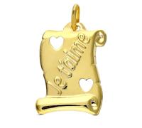 Inmaculada Romero IR Parchemin pendentif Pendentif en or 9 carats de 17 mm avec la phrase JE T AIME et coeurs ajourés.