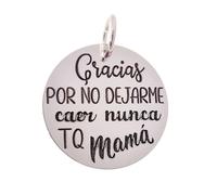 Inmaculada Romero IR Pendentif Argent sterling 925, 21 mm. MERCI DE NE JAMAIS M'AVOIR LAISSÉE TOMBER. JE T'AIME MAMAN
