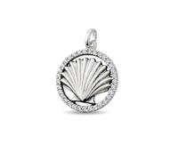 Inmaculada Romero IR Pendentif Bague en argent sterling 925, 20 mm, ornée d'un coquillage de pèlerin pour le Chemin de Saint-Jacques-de-Compostelle, avec zircon cubique.