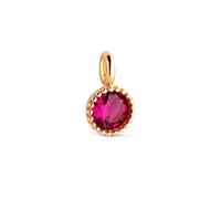Inmaculada Romero IR Pendentif Bague en or 18 carats ornée d'une pierre rouge de 5,5 mm au centre et d'un bord décoré de perles.