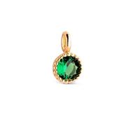 Inmaculada Romero IR Pendentif Bague en or 18 carats ornée d'une pierre verte de 5,5 mm au centre et d'un bord décoré de perles.
