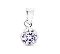 Inmaculada Romero IR Pendentif Chaton en or blanc 9 carats de 6 mm avec zircone