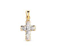 Inmaculada Romero IR Pendentif Croix en or 18 carats sertie de zirconiums cubiques baguette de 15 mm