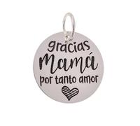 Inmaculada Romero IR Pendentif Disque en argent massif 925, 18 mm de diamètre. Message : MERCI MAMAN POUR TANT D'AMOUR