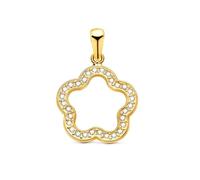 Inmaculada Romero IR Pendentif En or 18 carats, 15 mm, forme de fleur ajourée avec zircon cubique.