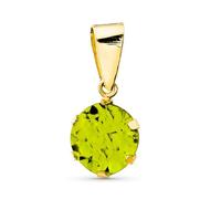 Inmaculada Romero IR Pendentif Or 9 carats avec une pierre d'olivine naturelle de 7 mm, 1,44 ct, et griffe anglaise