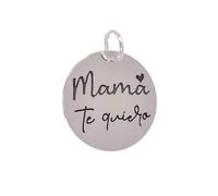 Inmaculada Romero IR Pendentif Plaque en argent sterling 925, 21 mm. MAMAN, JE T'AIME