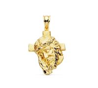Inmaculada Romero IR Pendentif tête Pendentif Christ en or 9 carats de 31 mm avec croix