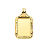 Inmaculada Romero IR Plaque pendentif Pendentif en or 9 carats, 30 mm, avec détails sur le bord. Gravure incluse dans le prix - Personnalisable - GRAVURE INCLUSE DANS LE PRIX