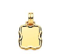 Inmaculada Romero IR Plaque pendentif Pendentif rectangulaire en or 9 carats, 23 mm, avec bord brillant et gaufré. Gravure incluse dans le prix - Personnalisable - GRAVURE INCLUSE DANS LE PRIX