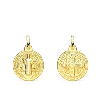 Inmaculada Romero IR Saint Médaille Benoît XVI en or 9 carats, 16 mm, avec une croix au dos