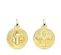 Inmaculada Romero IR Saint Médaille Benoît XVI en or 9 carats 18 mm avec une croix au dos