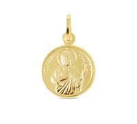 Inmaculada Romero IR Saint Médaille Judas Tadeo en argent sterling massif 925 m plaqué or 15 mm. bord biseauté